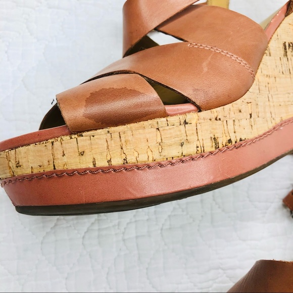 Franco Sarto Leather Platform Cork Heel Wedges size 10 brown - Picture 12 of 16